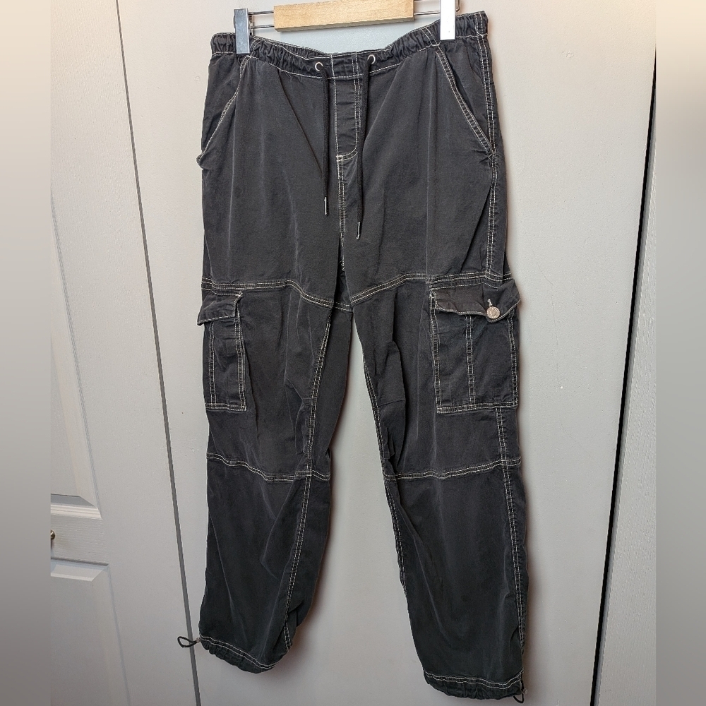 GARAGE Cargo Loose Fit Women Pants Size Small Black Color